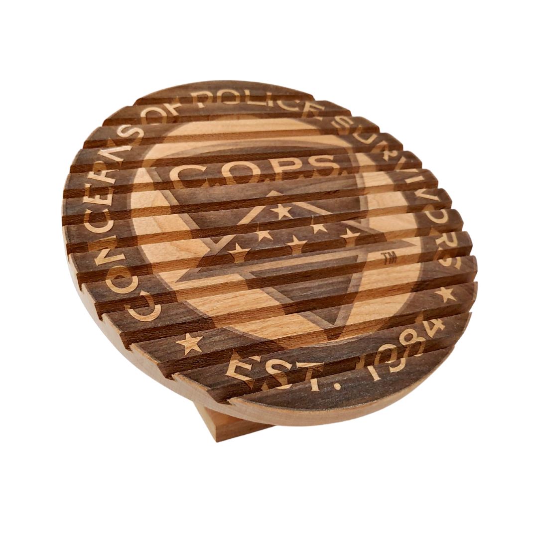 C.O.P.S. Custom Logo Coin Display Gifts Wood Simply Made 